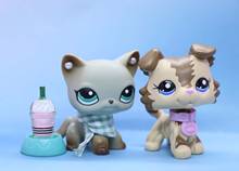 2pcs Pet Shop Collie Dog Littlest #391 Gray Cat #2210 Collie Tan and Brown Strap with Purple Eyes 2024 - buy cheap