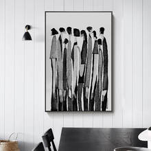 Modern Black and White Abstract Characters Fashion Poster Painting Canvas Print Art Wall Art Pictures for Living Room Home Decor 2024 - buy cheap