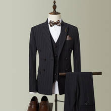 Custome Homme, королевский синий мужской костюм, 3 предмета, серый жилет, хит продаж, мужской блейзер с узором в елочку, 3 предмета (пиджак + штаны + жилет + галстук) 2024 - купить недорого