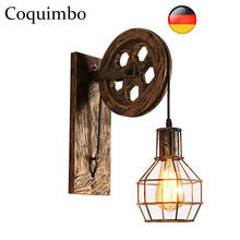 Retro Vintage Wall Light Lifting Pulley Industrial Wall Lamp Fixture Iron Loft Cafe Bar Adjustable Sconce Lights E27 Wandlamp 2024 - buy cheap