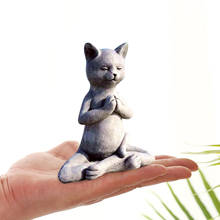 Estátua de gato engraçada, buda da moda com estampa de gato meditando em jardim, escultura ao ar livre, decoração de arte de animal, ornamento, presentes de aniversário 2024 - compre barato