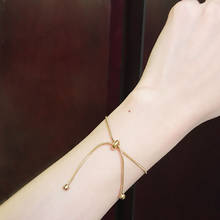 Yun ruo pulseira com corrente de cobra ajustável, bracelete de mulher em ouro rosa, joia de aço titânio com corrente que não desbota, 2019 2024 - compre barato