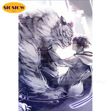 5d Diy Diamond Painting Full Drill Resin White Tiger Anime Boy Full Drill Square Daimond Cross-stitch Kits Embroidery Needlework 2024 - buy cheap