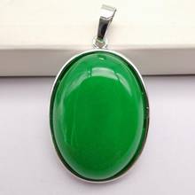 Sorte verde jad e pedra grânulo oval jóia pingente para o presente s3222 2024 - compre barato