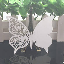 50pcs Butterfly Laser Cut Cup Card DIY Paper Table Mark Wine Glass Paper Card Place Cards Wedding Christmas Birthday Party Decor 2024 - buy cheap