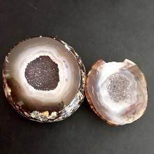 Natural stone agate geode bowl quartz mineral crystals healing gemstones reiki home decoration 2024 - buy cheap