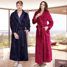 Women Winter Extra Long Thick Grid Flannel Bath Robe Soft Peignoir Sexy Warm Dressing Gown Men Bathrobe Bridesmaid Wedding Robes 2024 - buy cheap