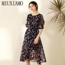 MIUXIMAO-vestido estampado de flores para mujer, prenda de manga larga, informal, de encaje, elegante, para primavera y verano, 2020 2024 - compra barato