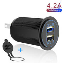 For Auto Marine Motorcycle Truck Socket  5V 4.2A output Dual USB Charger 12-24V 2 Port USB Power Adapter LED Blue Light 2024 - buy cheap