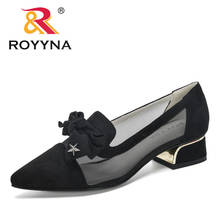 Royyna 2020 novos designers borboleta-nó saltos sandálias mulher vestido sapatos bombas de malha verão mulher sapatos confortáveis zapatos mujer 2024 - compre barato