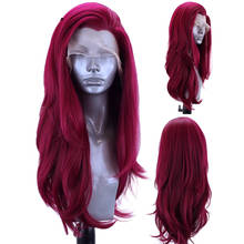 Websterwigs синтетические парики на кружеве для женщин с боковой частью Бургундия длинные натуральные волнистые парики Glueless термостойкие волокна волос 2024 - купить недорого