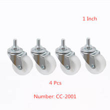 4 Pcs/Lot Universal Wheel 1 Inch White Pp Small Screw Caster Furniture Cabinet Plastic Silent Pulley 2024 - buy cheap