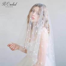 PEORCHID 2020 New 2 Layer Pearl Veil Short White Bridal Veils Tulle Romantic Beaded Wedding Veils With Comb Acessorio De Noiva 2024 - buy cheap