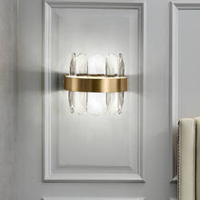 JMZM-Lámpara de pared de cobre moderna, candelabro de cristal, LED dorado, accesorios de iluminación para espejo interior, decoración del hogar, dormitorio, baño, pasillo 2024 - compra barato