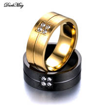 DarkMag Stainless Steel Ring Men Titanium Black Gold Anti-allergy Crystal Wedding Couples Rings Bijouterie for Man or Woman Gift 2024 - buy cheap
