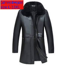 Abrigo largo de piel de oveja para hombre, chaqueta gruesa informal de talla grande, con cuello de visón, de lujo, para invierno, novedad, L-10XL11XL 2024 - compra barato