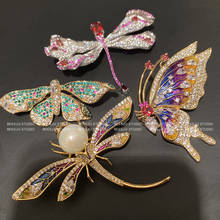 Broches femininos s925 joias de luxo coloridas libélula borboleta cardigã com fivela broche prata joias finas envio direto 2024 - compre barato