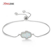 TONGZHE Synthetic Opal Bracelets for Women Hand Bracelet 925 Sterling Silver Jewelry Hamsa Hand of Fatima Fashion Jewelry 2018 2024 - buy cheap