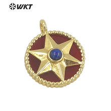 WT-P1488 WKT Optional Multiple Colors Gold Electroplated Round Star Pattern Pendant Fashion Pendant Findings Jewelry Supplies 2024 - buy cheap