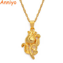 Anniyo-collares con colgante de rosa para mujer y niña, Color dorado, rosa, joyería romántica, regalo de fiesta de cumpleaños #008509 2024 - compra barato