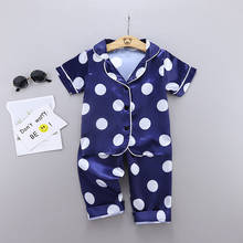 Baby clothes summer polka dot silk short-sleeve baby pajamas 2-piece suit baby boys casual pajamas pajamas for girls boys suit 2024 - buy cheap