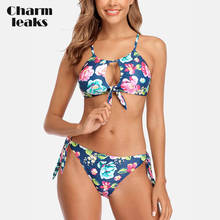 Charmleaks-Conjunto de Bikini para mujer, Bañador con estampado Floral, traje de baño Push-Up con banda lateral, ropa de playa Sexy 2024 - compra barato