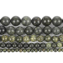 Cuentas redondas sueltas para la fabricación de joyas, abalorios agrietados de piedra Natural verde oscuro para pulsera de costura, hilo Diy de 4-12 MM 2024 - compra barato