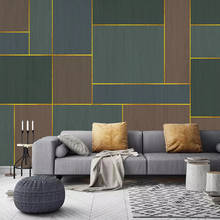 Mural personalizado moderno creativo geométrico verde abstracto líneas doradas celosía sala de estar sofá TV Fondo foto papel tapiz Decoración 2024 - compra barato