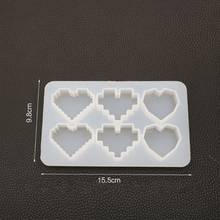 Crystal Epoxy UV Resin Mold Pixel Love Heart Shape High Mirror DIY Handmade Pendant Silicone Molds   2024 - buy cheap