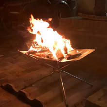 Fogão rack de aço inoxidável ao ar livre acampamento caminhadas fogueira pit multi-funcional portátil rack de fogo dobrável malha fogueira pit 2024 - compre barato