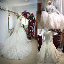 Мусульманские свадебные платья с длинными рукавами, скромная Кружевная аппликация, скромная Турция, Ближний Восток, Дубай, свадебные платья, Robe De Mariage 2024 - купить недорого