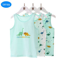 Iairay-Camiseta sin mangas de algodón para niños, ropa interior a rayas azules, chaleco, 3 unids/set/conjunto 2024 - compra barato