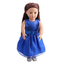 Bonecas americanas, vestido de renda azul real da princesa, vestido para bebês recém-nascidos, acessórios de brinquedo, fit de 40-43 cm, bonecas de menino, presente c104 2024 - compre barato
