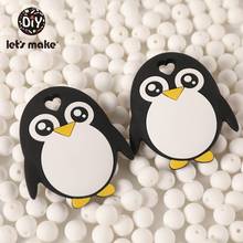 Let's Make 5pcs Silicone Teethers Penguin Cartoon Baby Rattles Pendants BPA Free Silicone Beads DIY Nursing Accessories For Kids 2024 - buy cheap