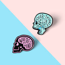 Pink Blue Skull Enamel Lapel Pins No Brain Brooches Badges Fashion Skeleton Pins Punk Gifts for Friends Wholesale Jewelry 2024 - buy cheap