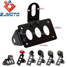 Suporte para luz traseira de freio de motocicleta, preto, placa de licença, suporte lateral para harley café racer chopper bobber com eixos de 3/4" 2024 - compre barato