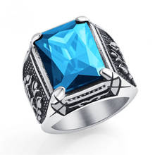 Винтаж CZ камень мужские кольца в стиле панк кольцо из нержавеющей стали 316L для мужчин ювелирные изделия Высокое качество Мужские кольца с кристаллами 2024 - купить недорого