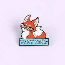 Red Fox Badge Cartoon Cute Wearing Glasses Knowledgeable Fox Lady Metal Enamel Brooch Fashion Lapel Backpack Jewelry Gift 2024 - buy cheap