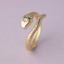 Модное стереоскопическое кольцо в стиле ретро-панк с преувеличенными кристаллами в виде змеи модное индивидуальное открытое регулируемое кольцо в виде змеи ювелирные изделия 2024 - купить недорого