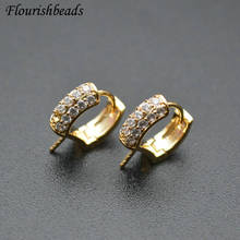 Anti Rust Real Gold Plating Ear Hooks Paved Rhinestone Earring Connector with Pin DIY Earrings Jewelry Making Components 50pcs 2024 - buy cheap