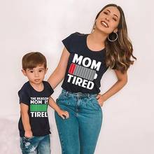 Family Matching Outfits Summer Mother Son Battery Cotton T-shirt Clothes Mom and Me Baby Letter Print Tshirt Family Look New 2024 - buy cheap
