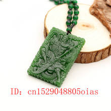 Natural Green Chinese Jade Dragon Warrior Pendant Beads Necklace Fashion Charm Jadeite Jewelry Carved Amulet Gifts for Women Men 2024 - buy cheap