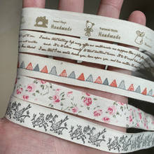 Cinta de algodón impresa a mano para decoración de bodas, tela de costura artesanal de 15mm, 5 yardas/lote 2024 - compra barato