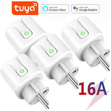 16A Tuya Wi-Fi Smart Plug Беспроводной Мощность адаптера переменного тока пульт дистанционного управления голосовой Управление таймер Мощность энергии монитор разъем для Alexa Google Home 2024 - купить недорого