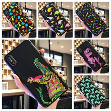 Capa de celular com estampa de dinossauro, capa preta macia com desenhos, para iphone 11 pro max 6 7 8plus x xs xr xsmax e samsung s10 series 2024 - compre barato