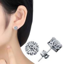 Fashion Women Silver Plated Cubic Zirconia Ear Studs Earrings Piercing Jewelry 2024 - buy cheap
