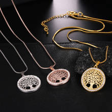 New Tree of Life Crystal Round Pendant Necklace Women Jewelry Gold Chain Silver Color Bijoux Custom Choker Gothic Elegant Gifts 2024 - buy cheap