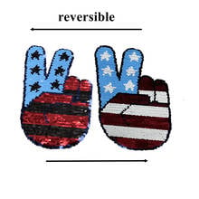 Reversible Sequins Victory Gesture Patches for T-shirt BIg V-sign Hand Sequined Patch Sew on Embroidery Applique 2024 - buy cheap