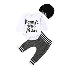 3Pcs Newborn Kid Baby Boy Clothes Sets Long Sleeve Letter Tops Romper Pants Hat Outfits Set Clothes 0-18M 2024 - buy cheap