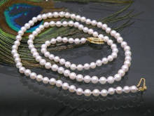 AAA +++ японский Идеальный Круглый Белый жемчуг akoya 4,5-5 мм ожерелье 14k/20 ТВЕРДОЕ ЗОЛОТО 2024 - купить недорого